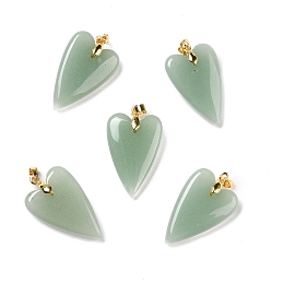 Honeyhandy Natural Green Aventurine Pendants, with Rack Plating Golden Plated Brass Findings, Long-Lasting Plated, Heart, 32~34x20x8mm, Hole: 4x4mm