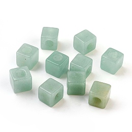 Honeyhandy Natural Green Aventurine European Beads, Large Hole Beads, Cube, 10x10x10mm, Hole: 4.5~5mm