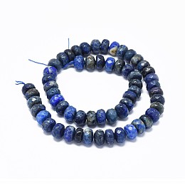 Honeyhandy Natural Lapis Lazuli Beads Strands, Faceted, Rondelle, 12x6mm, Hole: 1mm, about 64~66pcs/strand, 15.3 inch(39cm)