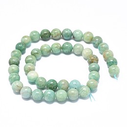 Honeyhandy Natural Amazonite Beads Strands, Round, 10mm, Hole: 0.8mm, about 38~41pcs/strand, 15.7 inch(40cm)