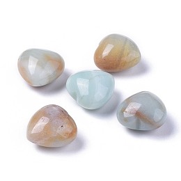 Honeyhandy Natural Flower Amazonite Heart Love Stone, Pocket Palm Stone for Reiki Balancing, 20x20x13~13.5mm