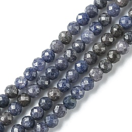 Honeyhandy Natural Sapphire Beads Strands, Faceted, Round, 4mm, Hole: 0.8mm, about 99~102pcs/strand, 15.43~15.63 inch(39.2~39.7cm)