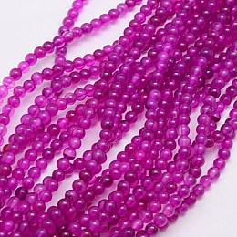 Honeyhandy Natural Agate Beads Strand, Dyed, Round, Magenta, 4mm, Hole: 0.5mm