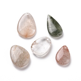 Natural Quartz Pendants, Mixed Teardrop & Oval Charm, 27.5~43.5x15.5~29x4.5~11.5mm, Hole: 2~2.6mm