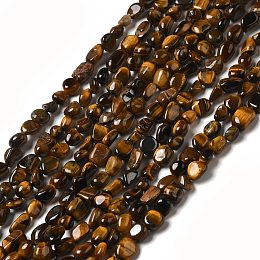 Natural Tiger Eye Beads Strands, Nuggets, 7~14x4~8x4~7mm, Hole: 1mm, about 44~50pcs/strand, 38.5~39.5cm