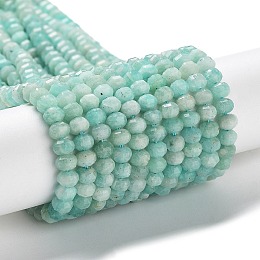 Honeyhandy Natural Amazonite Beads Strands, Faceted, Rondelle, 4~4.5x3mm, Hole: 0.7mm, about 114~115pcs/strand, 15.16~15.20''(38.5~38.6cm)