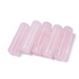 Honeyhandy Natural Rose Quartz Pendants, Column, 34~36x10~10.5mm, Hole: 2mm