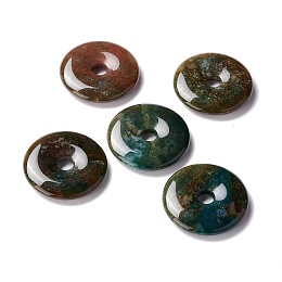 Honeyhandy Natural Indian Agate Pendants, Donut/Pi Disc, 40~40.5x7~7.5mm, Hole: 8~8.5mm