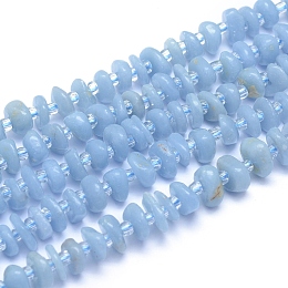 Honeyhandy Natural Angelite Beads Strands, Anhydrite Beads, Nuggets, 7~8x3~4.5mm, Hole: 1mm, about 69pcs/strand, 15.55 inch(39.5cm)