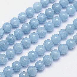 Honeyhandy Nature Aquamarine Round Bead Strands, Grade AAA, 8mm, Hole: 1mm, about 48pcs/strand, 15.5 inch