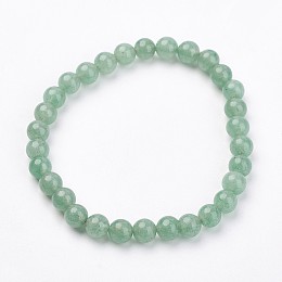 Honeyhandy Natural Green Aventurine Stretch Bracelets, Round, 49mm(1-7/8 inch), Beads: 6.5mm