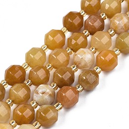 Natural Topaz Jade Beads Strands, Faceted, Round, 7~8x7~8mm, Hole: 1mm, about 35~38pcs/strand, 13.82 inch~14.84 inch(35.1~37.7cm)