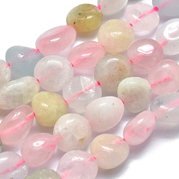 Honeyhandy Natural Morganite Beads Strands, Tumbled Stone, Nuggets, 10~11x7~8x5~6mm, Hole: 0.8mm, about 37pcs/Strand, 15.75 inch(40cm)