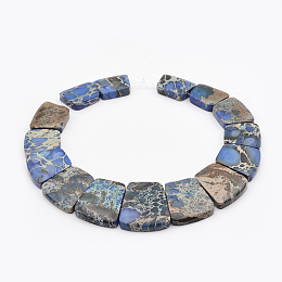 Honeyhandy Natural Imperial Jasper Graduated Beads Strands, Dyed, Trapezoid, Cornflower Blue, 16~34x23~28x5~6mm, Hole: 1mm, about 15pcs/strand, 12.2 inch