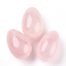 Honeyhandy Natural Rose Quartz Pendants, Easter Egg Stone, 45x30x30mm, Hole: 2.2mm