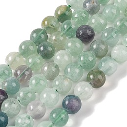 Honeyhandy Natural Fluorite Beads Strands, Round, Grade AB, 8mm, Hole: 1mm, about 45~47pcs/strand, 15.16''(38.5cm)