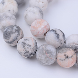 Honeyhandy Natural Zebra Jasper Beads Strands, Frosted, Round, 10~10.5mm, Hole: 1.2mm, about 36pcs/strand, 15.5 inch