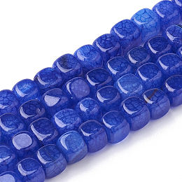 Honeyhandy Natural Agate Beads Strands, Dyed, Cube, Blue, 7.5~8x7~7.5x7~7.5mm, Hole: 1mm, about 50pcs/strand, 14.5 inch