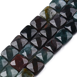 Honeyhandy Natural Indian Agate Beads Strands, Faceted, Square, 12x12x4.5~5mm, Hole: 1mm, about 17pcs/strand, 8.0''