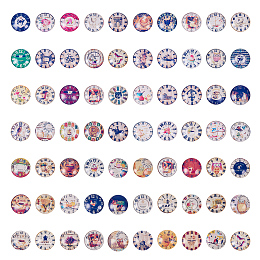 PandaHall Elite 70pcs 70 Different Styles 25mm Mosaic Printed Picture Glass Half Round Dome Cabochons Tiles for Jewelry Making, Clock Series