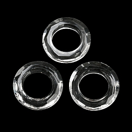 Electroplate Glass Link Rings, Faceted, Round Ring, Clear, 30x6.5mm, Inner Diameter: 17mm