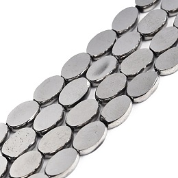 Glass Beads Strands, Oval, Silver, 10x6x3mm, Hole: 1mm, about 54~60pcs/strand, 20.47~23.62''(52~60cm)