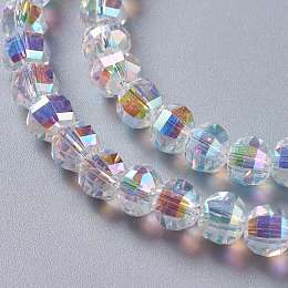 Honeyhandy Glass Imitation Austrian Crystal Beads, Faceted Round, Clear AB, 8x7mm, Hole: 1.4mm