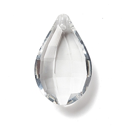 Honeyhandy Transparent Glass Pendants, for Chandelier Crystal Hanging Pendants, Faceted, Teardrop, Clear, 36x22.5x11mm, Hole: 1.8mm