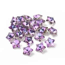 Honeyhandy Electroplate Glass Charms, Faceted, Star, Plum, 13x13.5x7mm, Hole: 1.2mm