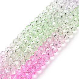 Transparent Glass Beads Strands, Faceted, Rondelle, Dyed, Green Yellow, 6x5mm, Hole: 1.2~1.4mm, about 85~88pcs/strand, 16.54~16.93 inch(42~43cm)