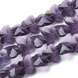 Honeyhandy Transparent Glass Beads, Faceted, Butterfly, Indigo, 12x14.5x7.5mm, Hole: 1mm