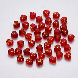 Honeyhandy Transparent Spray Painted Glass Beads, Heart, Dark Red, 6x6x4mm, Hole: 0.7mm