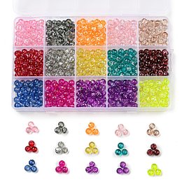 Honeyhandy 600Pcs 15 Colors Drawbench Transparent Glass Beads, Spray Painted, Round, Mixed Color, 6mm, Hole: 1.3~1.6mm, 40pcs/color