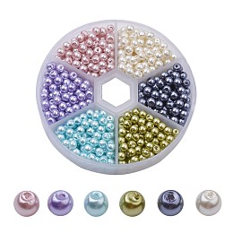 ARRICRAFT 4mm About 750-800 Pcs Tiny Satin Luster Glass Pearls Round Loose Beads with FREE Plastic Jewelry Container Box Wholesale Assorted Mix Lot For Jewelry Making Style 3