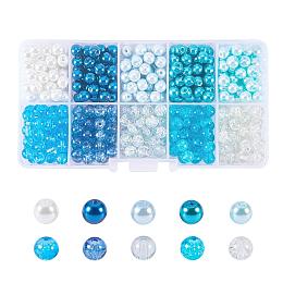 ARRICRAFT 6mm 500pcs Round Baking Painted Crackle Glass beads and Glass Pearl Beads 10 Color Assorted Lot For Jewelry Making