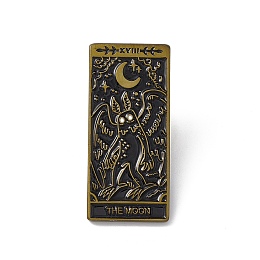 Honeyhandy The Moon with Oblong Tarot Card Enamel Pin, Brass Brooch for Backpack Clothes, Red Copper, 30x14x2mm, Pin: 1.2mm.