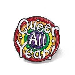 Honeyhandy Word Queer All Year Enamel Pin, Electrophoresis Black Plated Alloy Badge for Backpack Clohtes, Word, 27.5x27.5x1.5mm