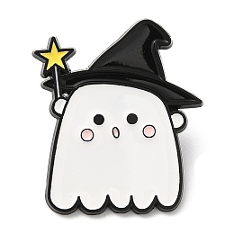 Honeyhandy Halloween Ghost Witch Enamel Pin, Electrophoresis Black Zinc Alloy Brooch for Backpack Clothes, Hat, 31x27x1.5mm