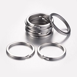 Honeyhandy 304 Stainless Steel Keychain Clasps, Split Key Rings, Stainless Steel Color, 25x2.7~2.8mm