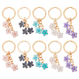 DICOSMETIC 10Pcs 5 colors Cute Enamel Keychain, Colorful Sakura Flower Keychain, for Women Girls Handbag Accessories, Mixed Color, 74mm, 2pcs/color