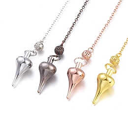 Honeyhandy Brass Dowsing Pendulum Big Pointed Pendants, with Lobster Claw Clasps, Cone, Mixed Color, 223x2.5mm