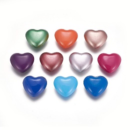 Honeyhandy Spray Painted Brass Chime Ball Beads, No Hole, Heart, Mixed Color, 22x24.5x11mm