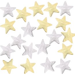 Pandahall Elite 20pcs Star Charms Pendant 2 Colors Star Shape Charms Brass Stamping Blanks for DIY Bracelet Necklace Earring Jewelry Hair Accessories,Golden&Platinum, 36.5x38.5mm(1.4x1.5")