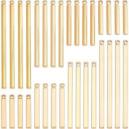 SUNNYCLUE 1 Box 32Pcs 8 Styles Bar Charms Real 18K Gold Plated Brass Vertical Bar Pendant Stamping Blank Metal Charms for Jewelry Making Charms Stick Strip Earring Necklace Bracelet Supplies Adult