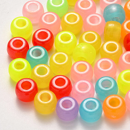 Arricraft Plastic Beads, Luminous Beads, Rondelle, Mixed Color, 9x6mm, Hole: 3.5mm, about 1900pcs/500g.