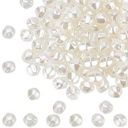 SUNNYCLUE 200Pcs ABS Plastic Imitation Pearl Bead, Polygon, Beige, 10x9x8mm, Hole: 1.5mm