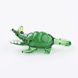 Honeyhandy Home Decorations, Handmade Lampwork Display Decorations, Crocodile, Green, 25~36x13~19x9~13mm