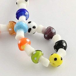 Pandahall Elite 200pcs Mushroom Lampwork Beads Mixed Colors Mushroom Millefiori Beads Glass Spacer Loose Beads for Jewelry Making and Home Decors