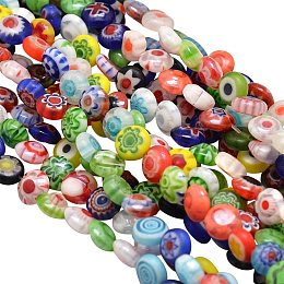 Pandahall Elite 10 Strands 6mm Millefiori Lampwork Glass Beads Flat Round Spacer Bead for Jewelry Making 15.9" (660pcs)