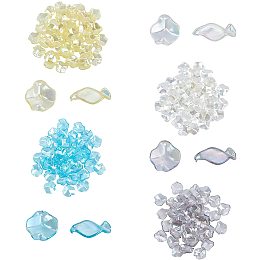 SUPERFINDINGS 200Pcs 4 Colors 0.63x0.59x0.20 inch Transparent Acrylic Pendants AB Color Plated Charms Petal Shape Acrylic Pendants with 1.4mm Hole for DIY Earring Jewelry Accessories